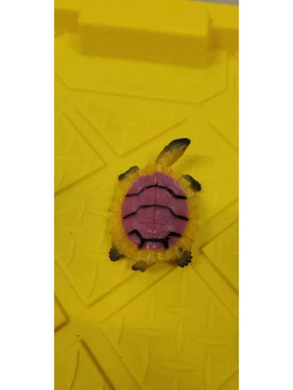 Vintage Plastic Turtle Figurine Yellow/Pink Toy Animal Mini Figure